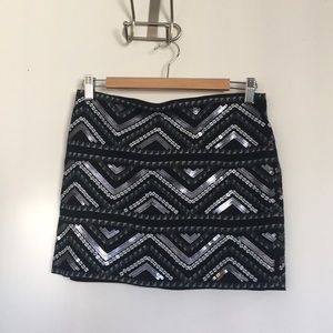 Express Black Tribal Print Mini Skirt Size Smal